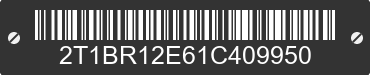 2001 TOYOTA Corolla 2T1BR12E61C409950 VIN decoded