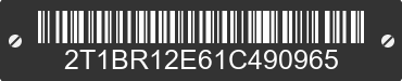2001 TOYOTA Corolla 2T1BR12E61C490965 VIN decoded