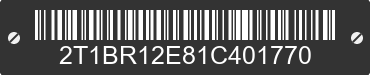 2001 TOYOTA Corolla 2T1BR12E81C401770 VIN decoded
