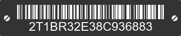 2008 TOYOTA Corolla 2T1BR32E38C936883 VIN decoded