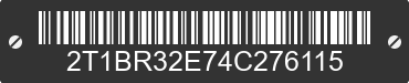 2004 TOYOTA Corolla 2T1BR32E74C276115 VIN decoded