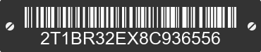 2008 TOYOTA Corolla 2T1BR32EX8C936556 VIN decoded