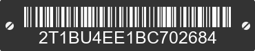 2011 TOYOTA Corolla 2T1BU4EE1BC702684 VIN decoded
