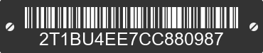 2012 TOYOTA Corolla 2T1BU4EE7CC880987 VIN decoded