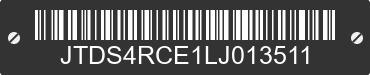 2020 TOYOTA Corolla JTDS4RCE1LJ013511 VIN decoded