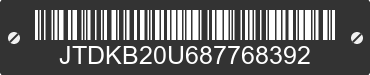 2008 TOYOTA PRIUS JTDKB20U687768392 VIN decoded