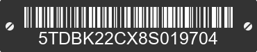 2008 TOYOTA Sienna 5TDBK22CX8S019704 VIN decoded