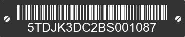 2011 TOYOTA Sienna 5TDJK3DC2BS001087 VIN decoded