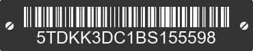 2011 TOYOTA Sienna 5TDKK3DC1BS155598 VIN decoded