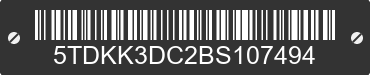 2011 TOYOTA Sienna 5TDKK3DC2BS107494 VIN decoded
