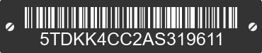 2010 TOYOTA Sienna 5TDKK4CC2AS319611 VIN decoded