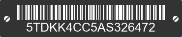 2010 TOYOTA Sienna 5TDKK4CC5AS326472 VIN decoded