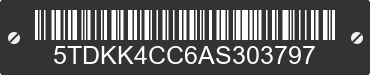 2010 TOYOTA Sienna 5TDKK4CC6AS303797 VIN decoded