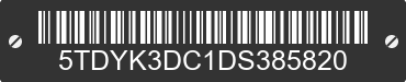2013 TOYOTA Sienna 5TDYK3DC1DS385820 VIN decoded