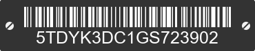 2016 TOYOTA Sienna 5TDYK3DC1GS723902 VIN decoded