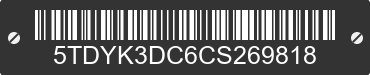 2012 TOYOTA Sienna 5TDYK3DC6CS269818 VIN decoded