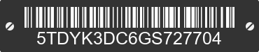 2016 TOYOTA Sienna 5TDYK3DC6GS727704 VIN decoded