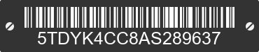 2010 TOYOTA Sienna 5TDYK4CC8AS289637 VIN decoded