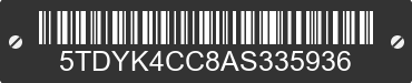 2010 TOYOTA Sienna 5TDYK4CC8AS335936 VIN decoded