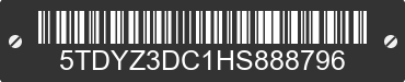 2017 TOYOTA Sienna 5TDYZ3DC1HS888796 VIN decoded