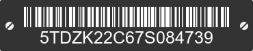 2007 TOYOTA Sienna 5TDZK22C67S084739 VIN decoded