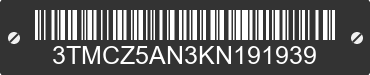 2019 TOYOTA Tacoma 3TMCZ5AN3KN191939 VIN decoded