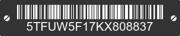2019 TOYOTA Tundra 5TFUW5F17KX808837 VIN decoded