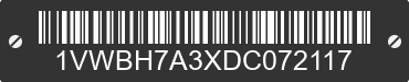 2013 VOLKSWAGEN Passat 1VWBH7A3XDC072117 VIN decoded